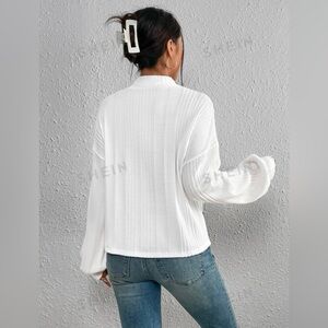 SHEIN Frenchy Mock Neck Drop Shoulder Tee